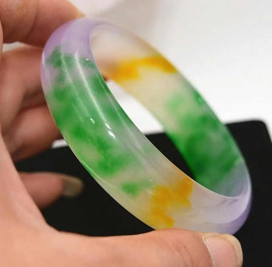 

Free shipping 57-62MM Chinese Natural Nephrite Lavender Green Jade Gems Bangle Bracelet AAA