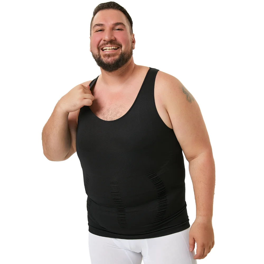 남성 슬리밍 압박 조끼 복부 보정 벨리 쉐이퍼 운동 탱크탑 언더셔츠 허리 트레이너 바디 쉐이프웨어