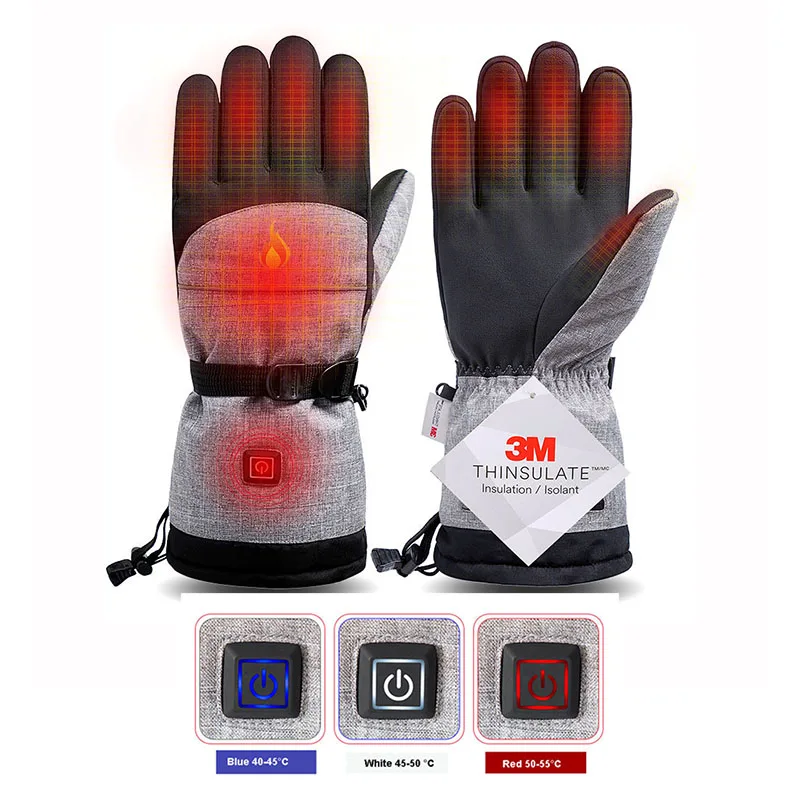 Waterproof Heating Gloves for Men Winter Outdoor Warmer Bicycle Ski Electric Heated Gloves Thermal Battery Powered Touch Screen