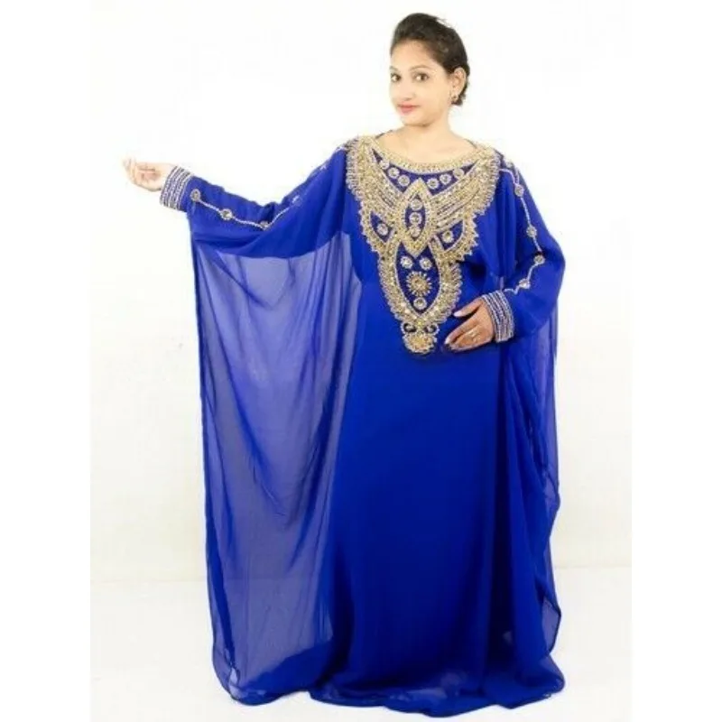 Marocchino Designer Farasha Georgette Kaftan Dubai Abaya Mix Arabo Caftano Vestiti Indiani