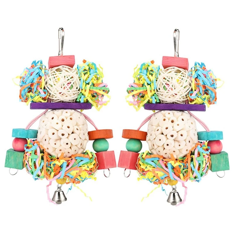 

Детские игрушки, подвесные натуральные мягкие игрушки для Солы, мячик, жевательные игрушки-кормушки для попугаев, кокатиков, содержимое 2 шт.