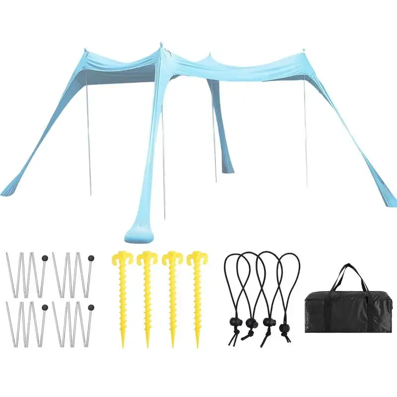

Beach Canopy Tent Sun Shade Tent Canopy Sun Shade For Beach UV Protection Stable UPF50 Sun Shade With 4 Poles For Lake Beach