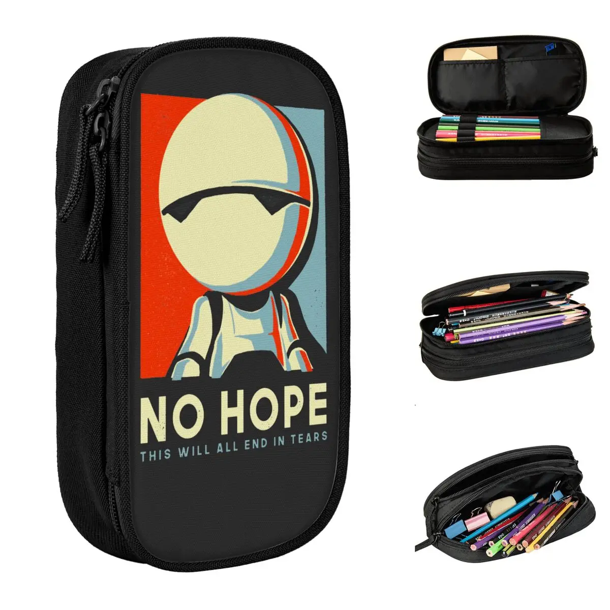 

Marvin Hitchhiker's Guide To The Galaxy Pencil Cases Cute No Hope Pen Box Bags Student Large Storage School Gift Pencilcases