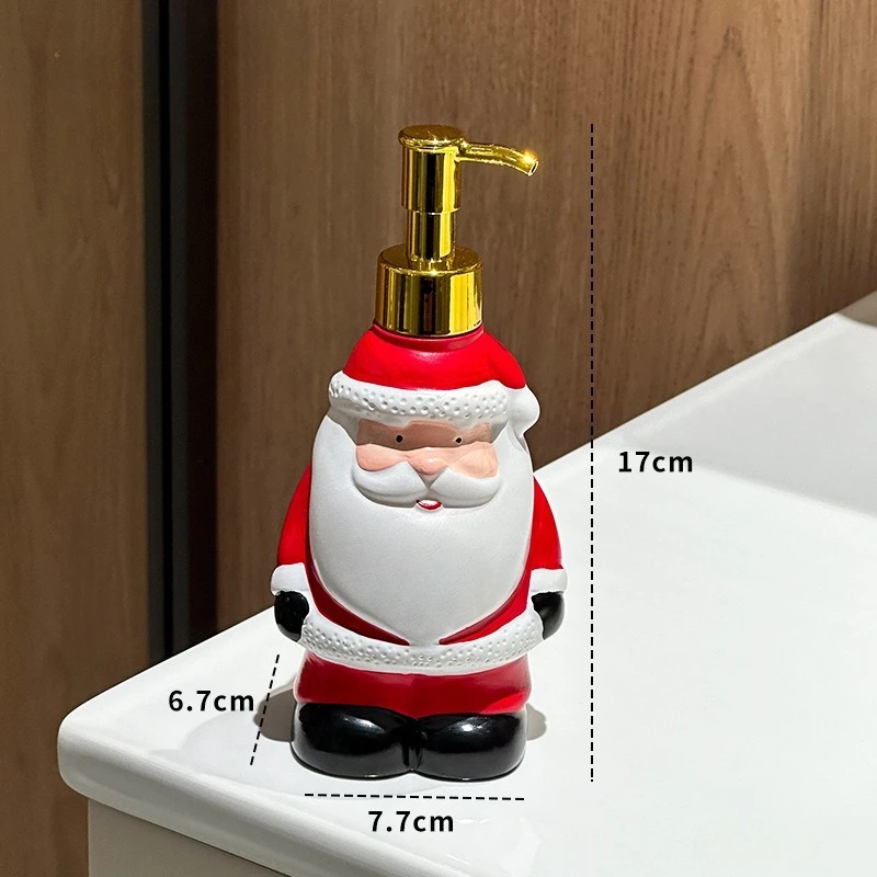Santa Claus Soap Dispenser Bottle - 300ml Refillable Liquid Container for Bathroom/Kitchen, Decorative  Hand  Wash  &