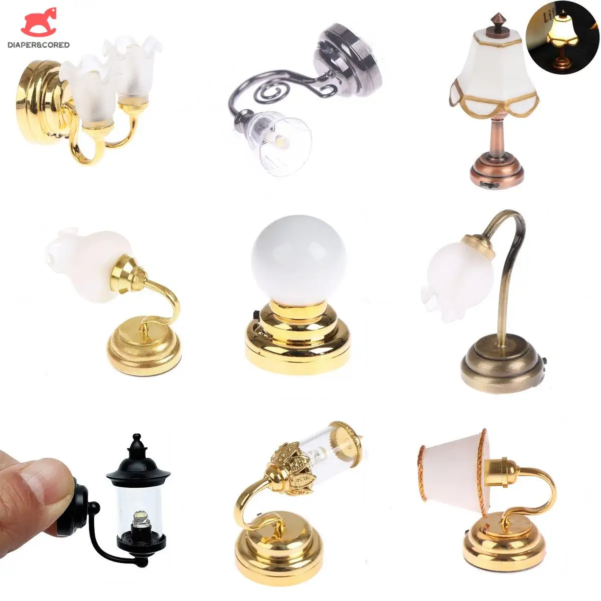 112MiniatureDollhouseCeilingLampWallLightDeskLampBlack