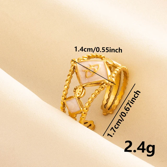 Bagues ouvertes bohème en émail blanc, couleur or, luxe, irrégulier, en acier inoxydable, réglable, bijoux de charme pour femmes, cadeaux