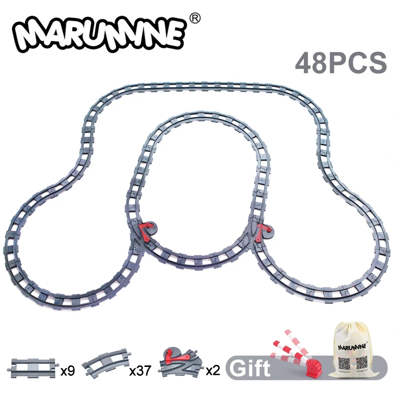 MARUMINE Train Track Big Blocks Set Ctiy Railway Classic Build Model Kit Construction Street View Assemble Brick Toy for 3+ Kids gundam building kit