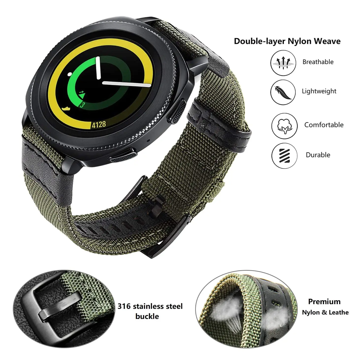 Nylon Quick Release Sport Strap - Military Style Canvas Fabric Watch Band