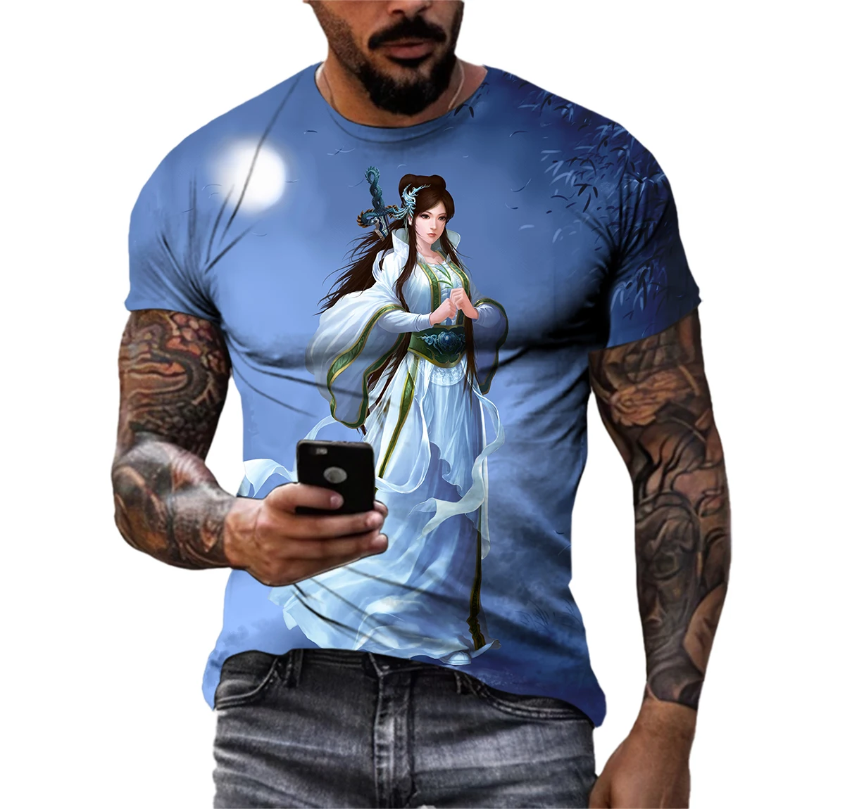 

Футболка мужская с 3D-принтом иллюстраций, модная тенниска в стиле хип-хоп, с коротким рукавом, с воротником, индивидуальная одежда, лето