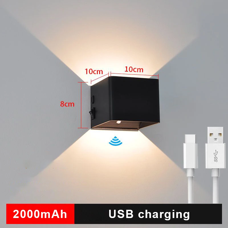 Lámpara De Pared Recargable Con Carga USB, Luz LED Nocturna, Luz De Pared Con Sensor De Movimiento Humano, Aplique Giratorio Magnético, Iluminación Inddor - AliExprs 39