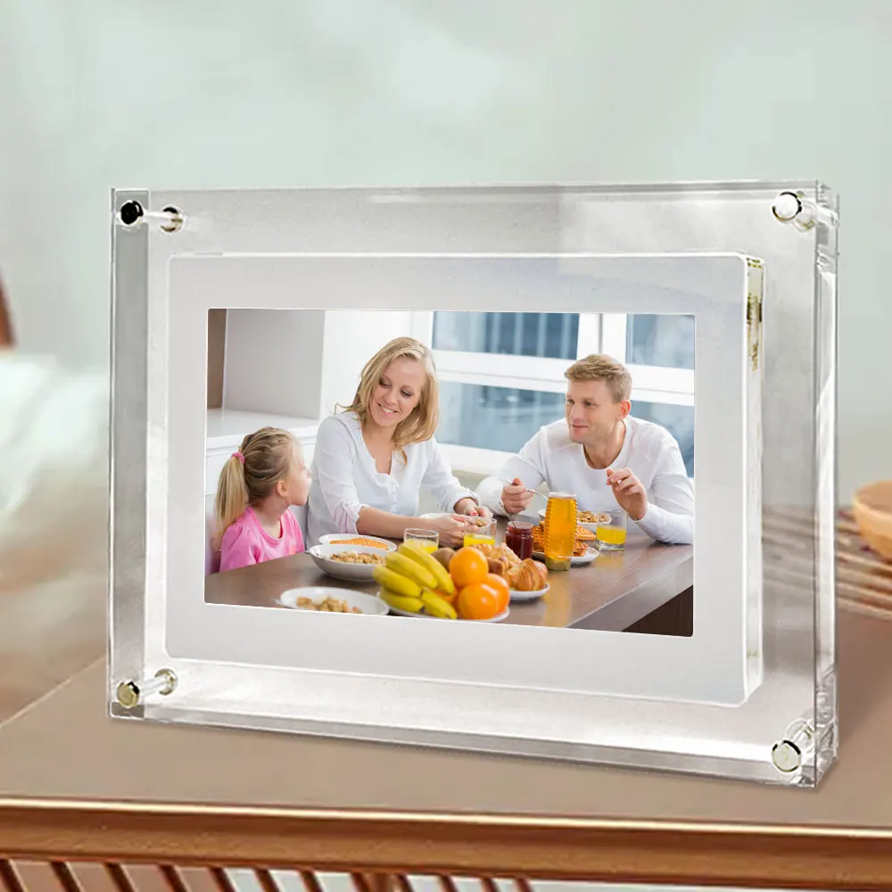 UPDATED 2G Memory 7inch Acrylic Digital Photo Frame IPS Screen Battery in NFT Display Electronic Video Picture Frame