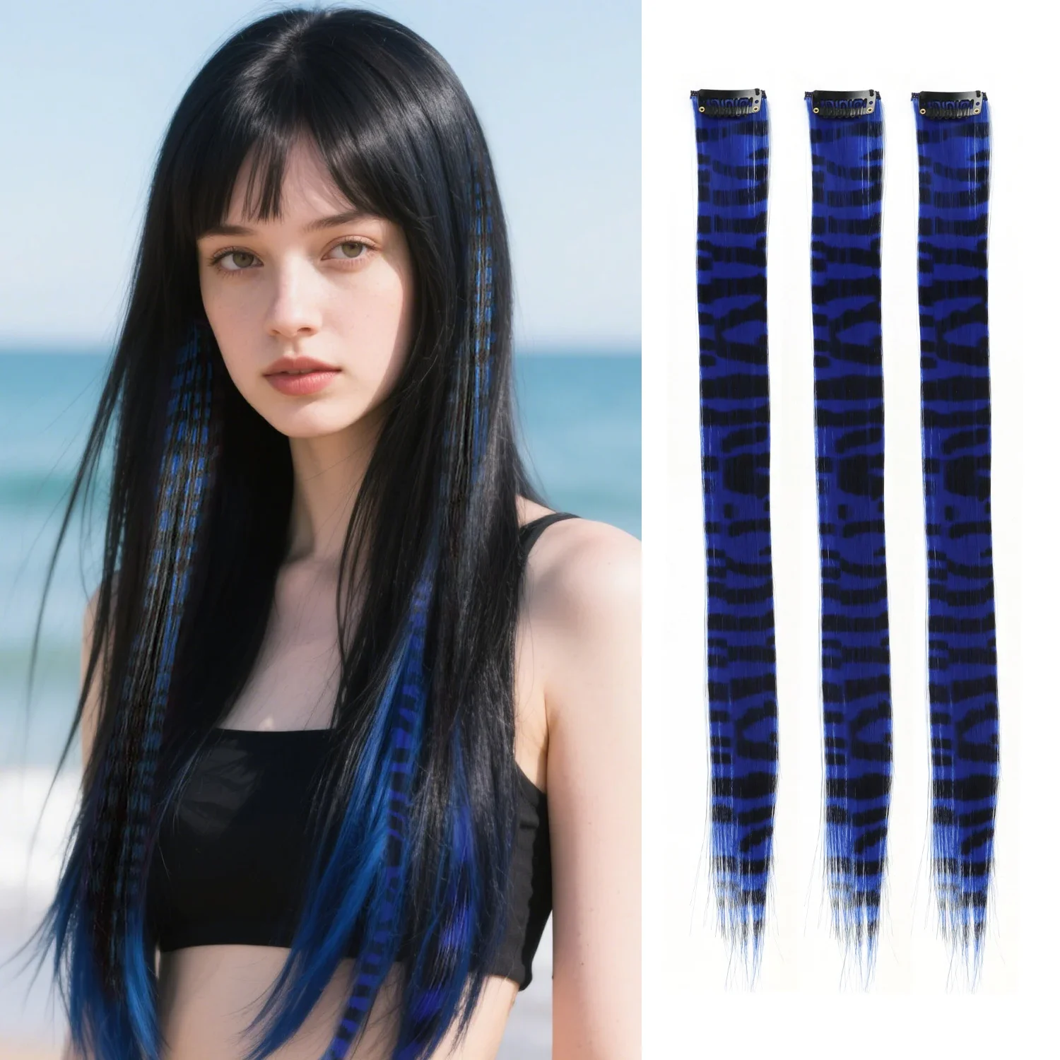 3 unids/set Clip sintético en extensiones de cabello de plumas 18 pulgadas Clip colorido en el cabello uso de fiesta de Halloween para mujeres y niñas