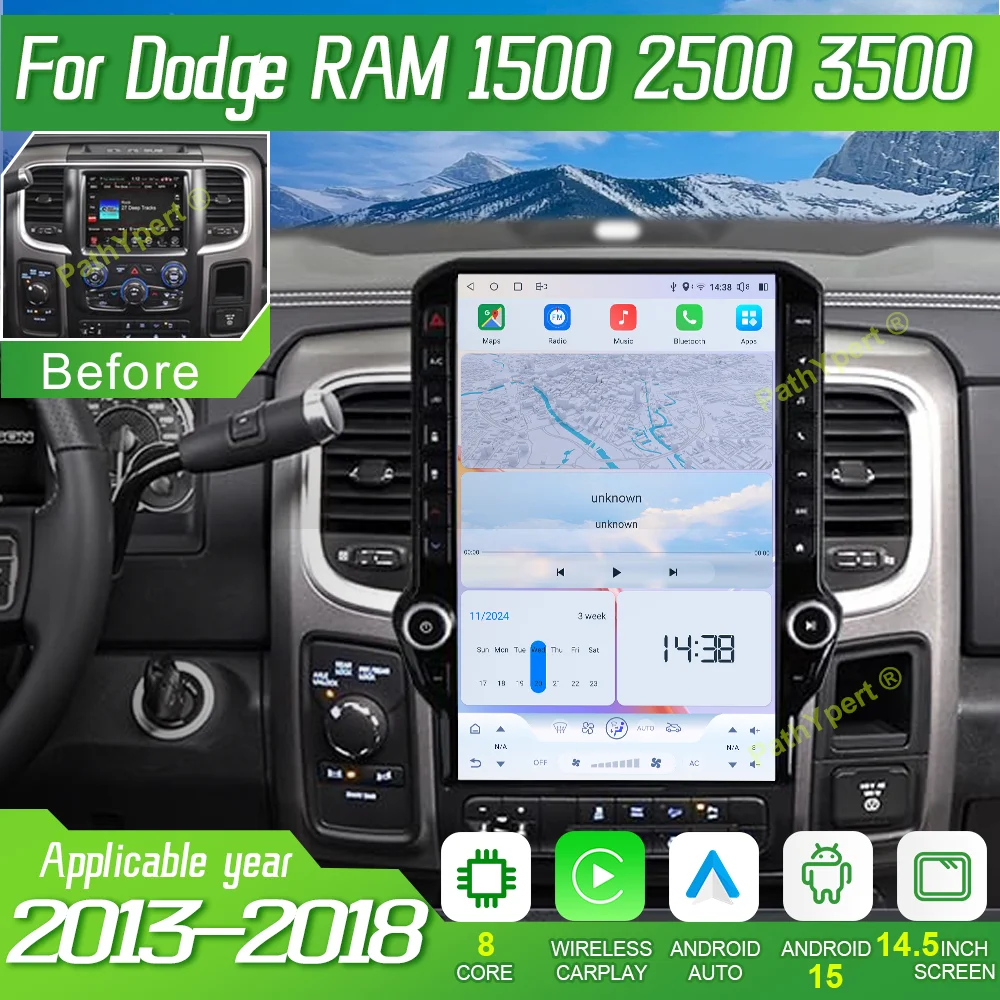 For 2013-2018 Dodge Ram 1500 2500 3500 Android 12 Car Stereo Radio Carplay Navi