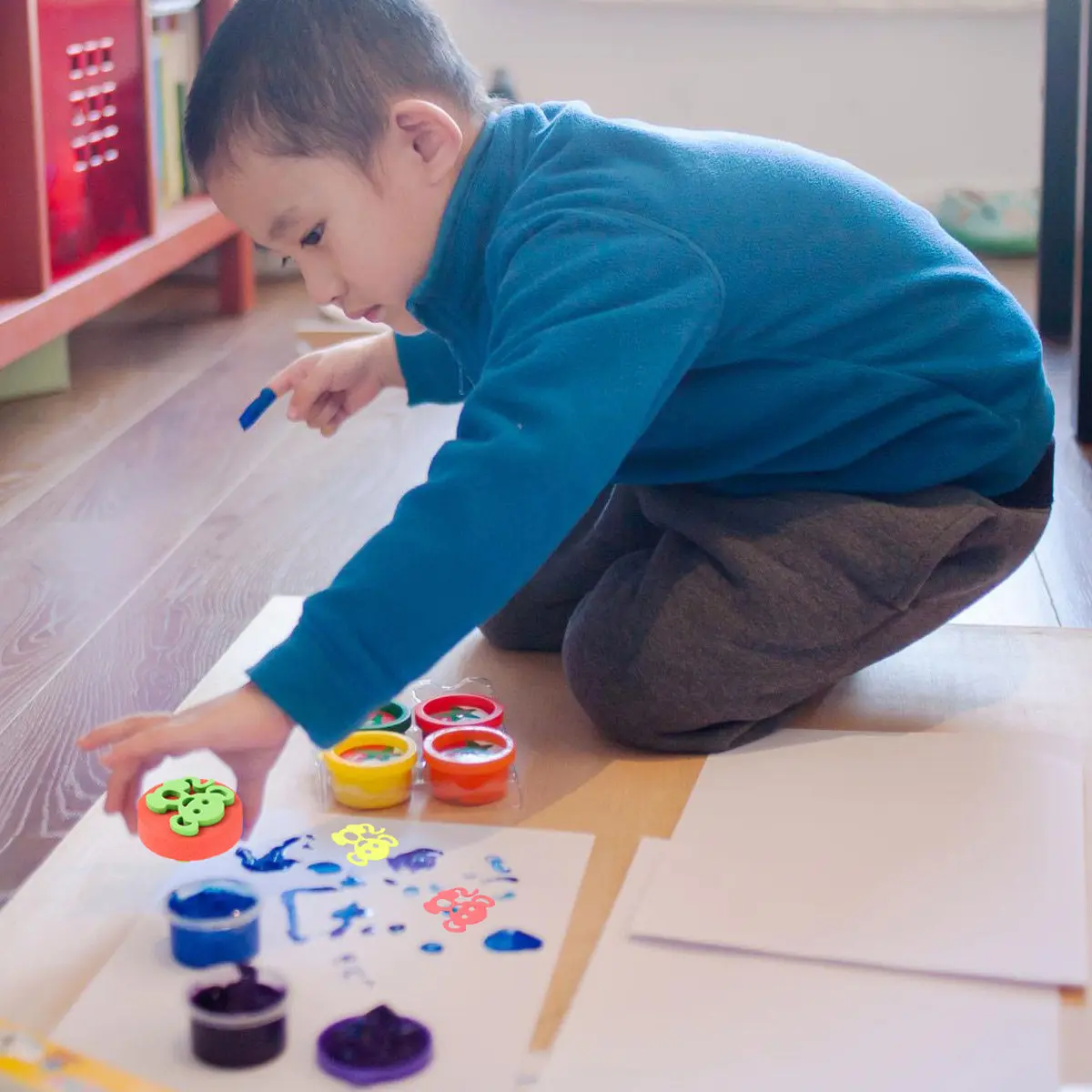 12Pcs 어린이를위한 창조적 인 그림 스탬퍼 세트 유치원 유치원 그림 미술 공예 DIY 도구 다양한 모양 안전