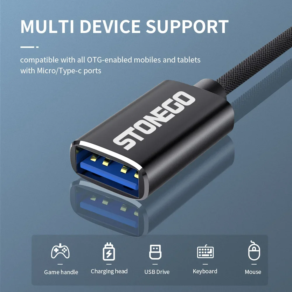 STONEGO OTG 케이블 어댑터, 휴대용 휴대폰 게임패드, 플래시 디스크, 데이터 전송 케이블, 변속기 충전