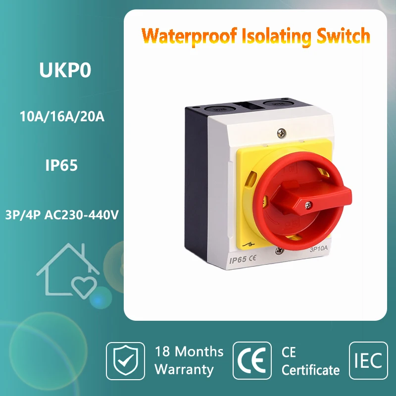 4pole6A10A16A20A25A3pole32A440VELectricIP65UKIsolator