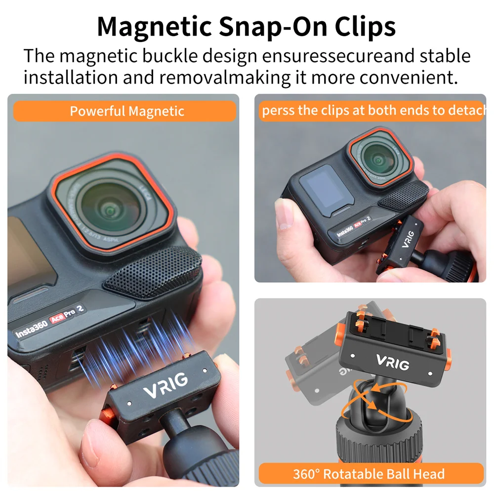 Magnetic Quick Release Selfie Stick For Insta360 Action Cameras_voghion.com