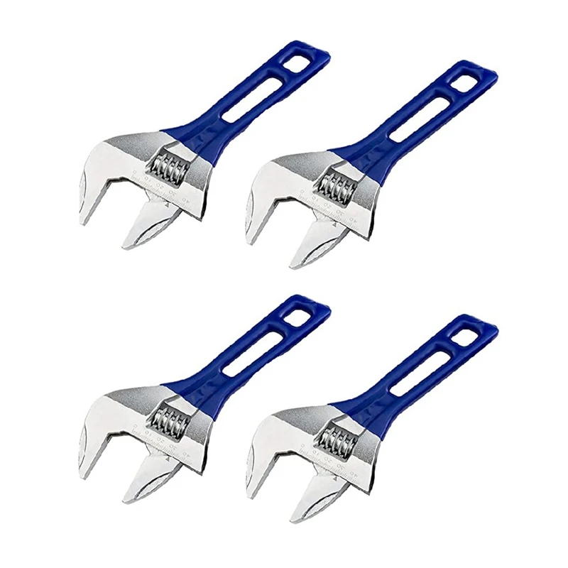 

4 Piece 8In(210Mm) Short Handle Adjustable Wrench + About 1.7In Wide Jaw Opening Fit For Plumbing Auto Repair Home Maintenance
