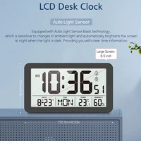 Large Digital Wall Clock with Temperature Humidity Calendar 8.5"Desk LCD Alarm Clock Backlight for Bedroom Office Living Room 2