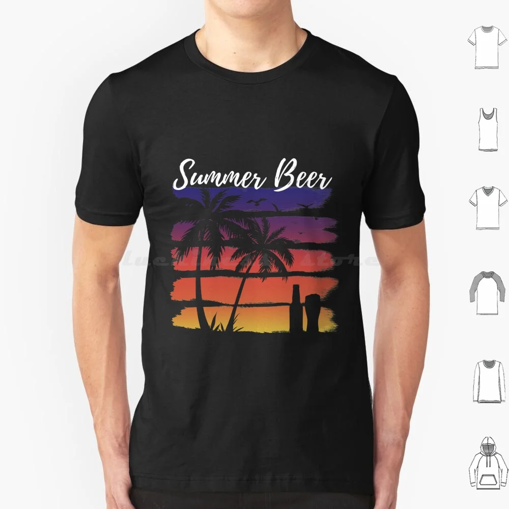 Retro Sunset With Beer E Palm Trees T Shirt 6Xl Cotton Cool Tee Byfab Retro Sunset Vintage Sunset Summer Beer Retro Summer