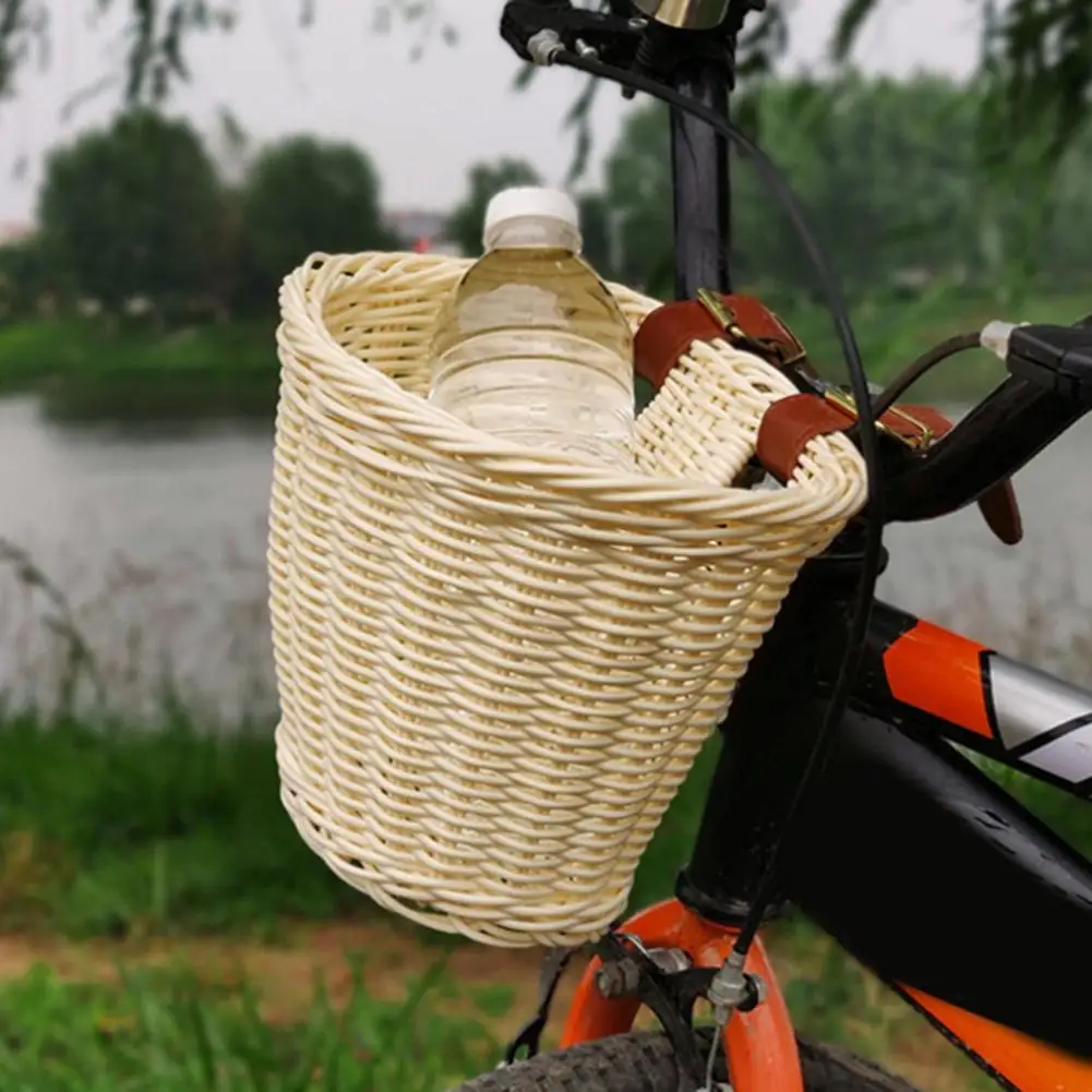 

Hand-Woven Bicycle Basket Strong Load-bearing Easy Installation Handlebar Bike Front Basket Replacement Cycling Accessories