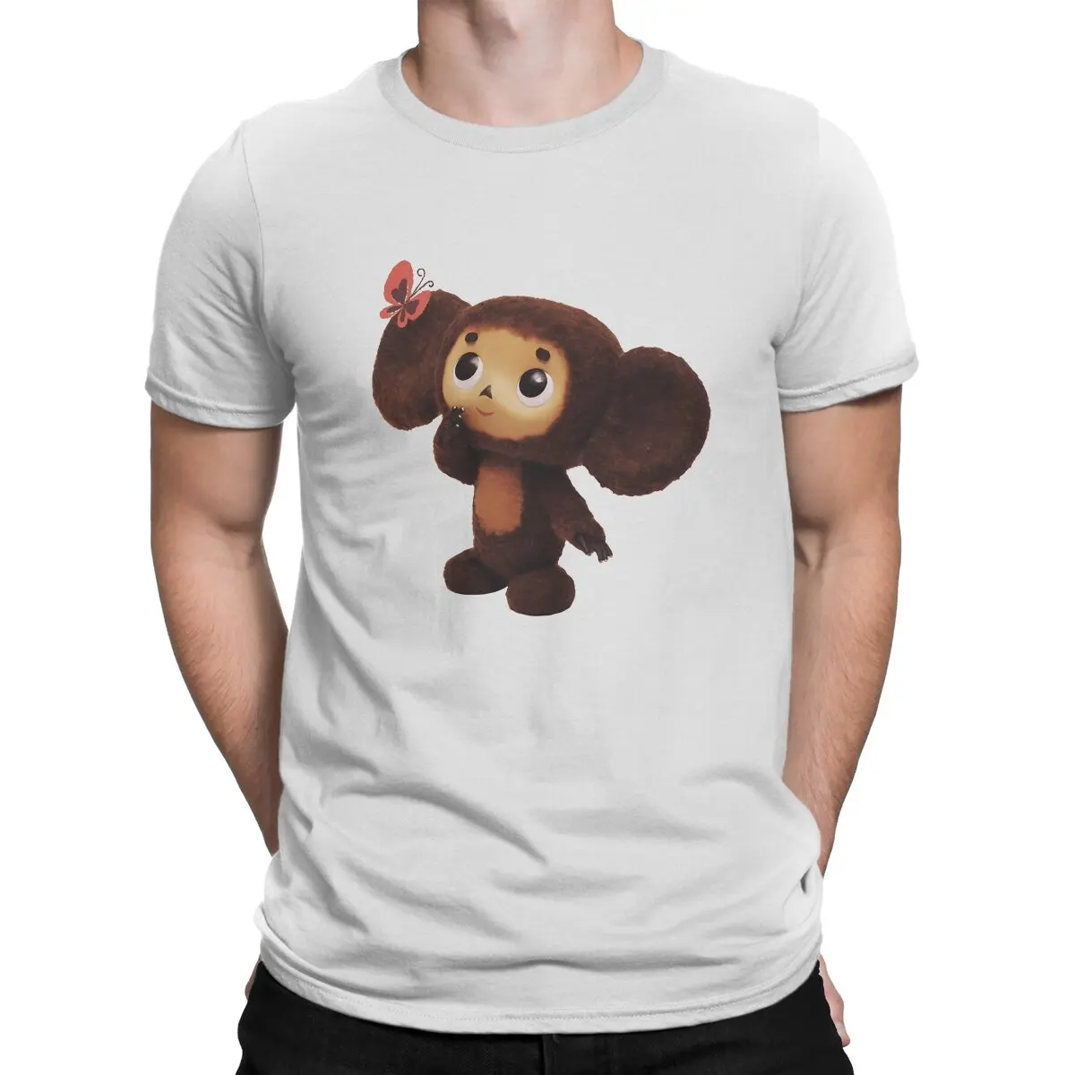 

Cheburashka Russian Cartoon Butterfly T Shirt Graphic Men Polyester Tees Summer Clothing Harajuku Crewneck TShirt