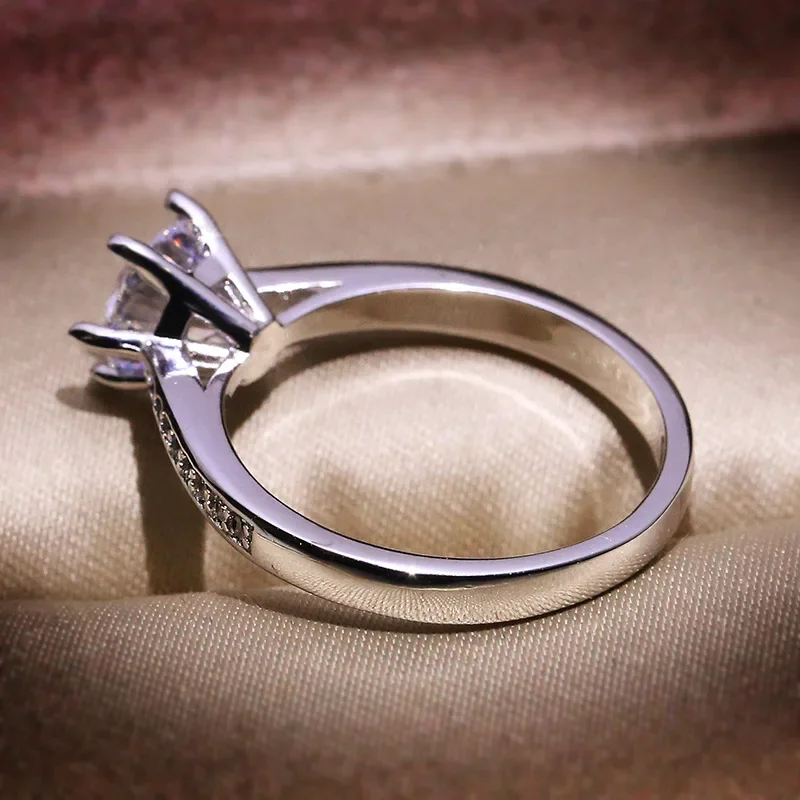 925 Sterling Silver 1carat Heart Arrow Zircon Stone 6-claw Finger Rings for Women Wedding Statement Jewelry Gift silver heart ring silver rings silver ring wedding rings