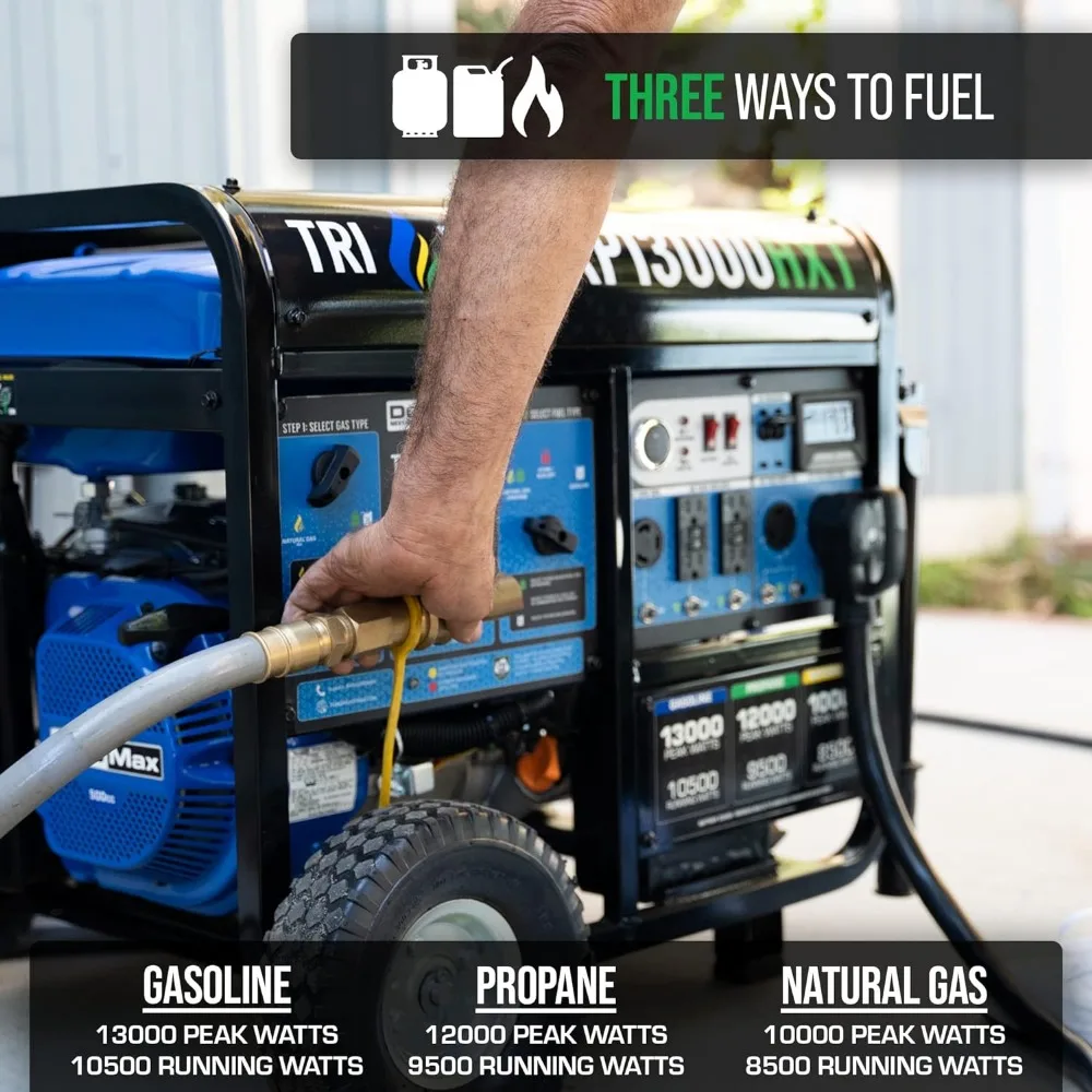 Description Picture 4 of itemGas Propane Natural Gas Portable Generator with CO Alert Black/Blue Run generator on gasoline propane or natural gas