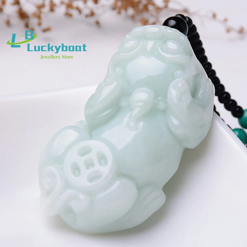 

Natural Class a Burmese Emerald Pixiu Pendant Bean Green Back Money Jadeite Pixiu Pendant Male and Female Jade Pendant Necklace