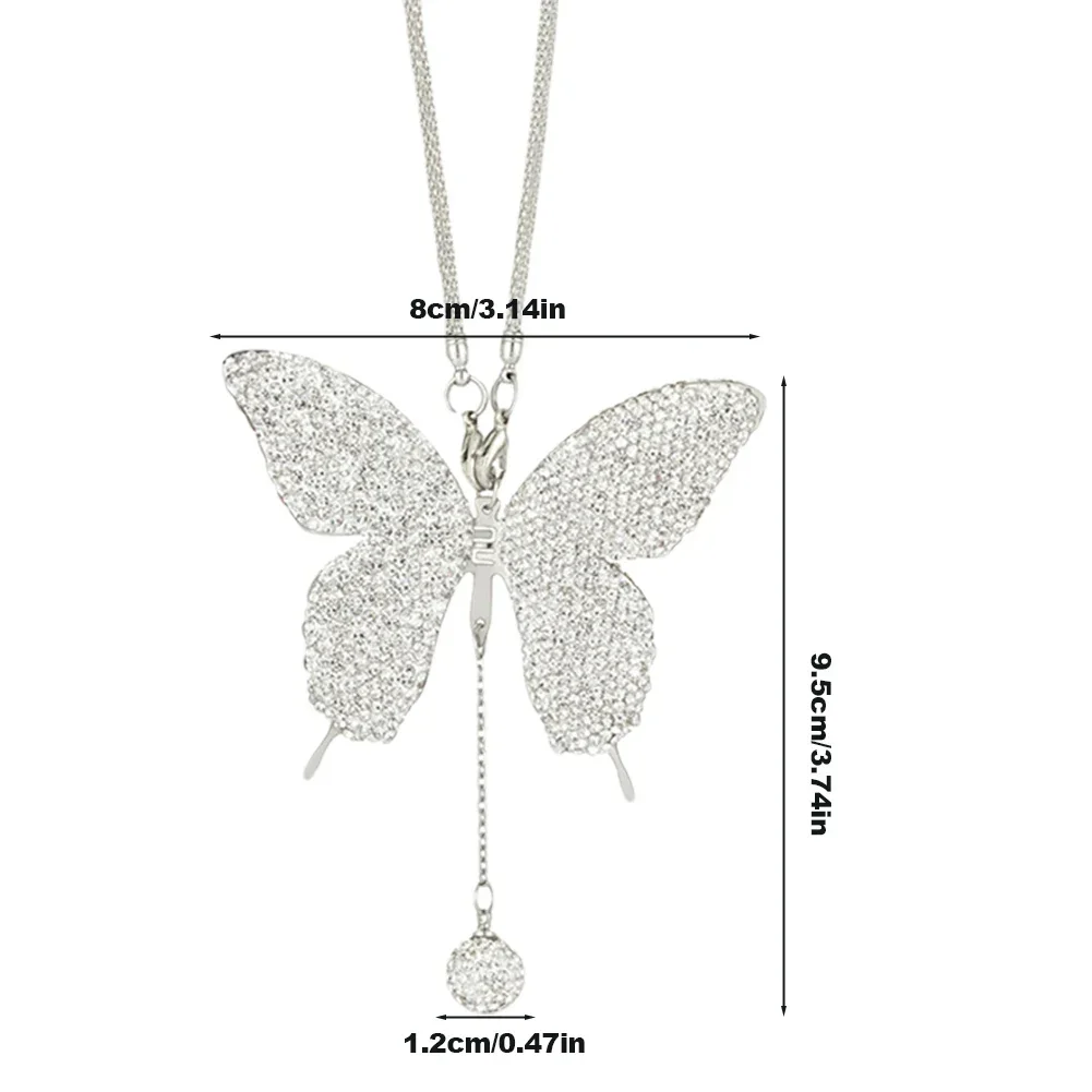 Bling Butterfly Pendant Car Rearview Mirror Hangings Charms Bag Pendant Women Girl Gift Ornaments Auto Interior Decoration