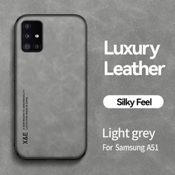 Luxury Soft TPU Leather Magnetic Car Holder Phone Case - Elegant Back Cover - Galaxy A51 5G (Light Grey)