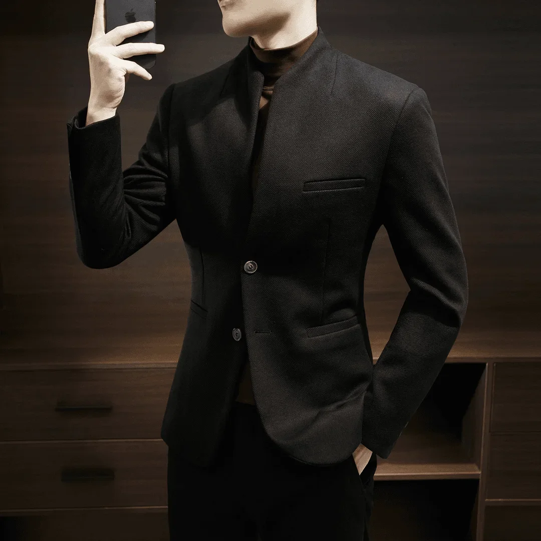 Double Breasted Male Business Blazer Casual Korean Style Clothes Coat Simple Fashion 2024 Elegant Loose Men's Suit Dress Jackets 6