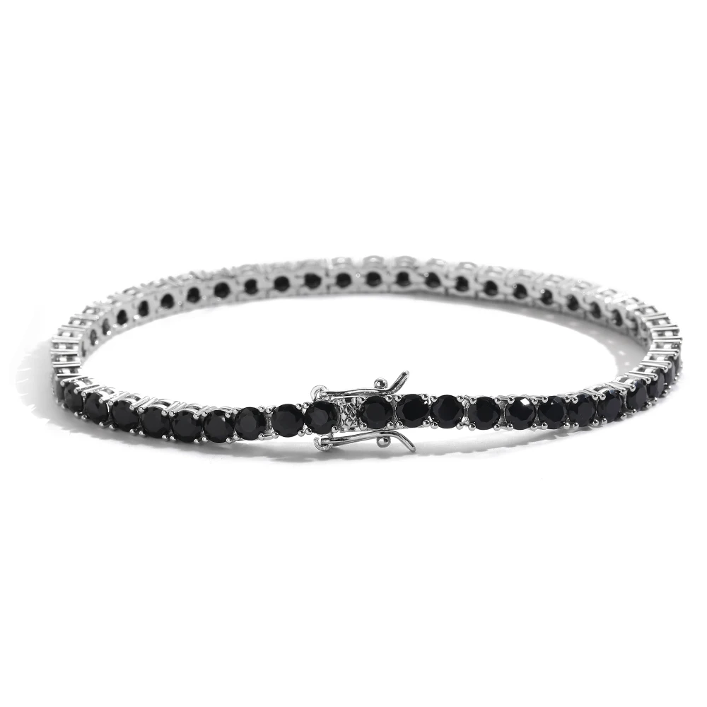 3MM 4MM 5MM Black CZ Stone Tennis Bracelets Men And Women Hip Hop Jewelry BB238