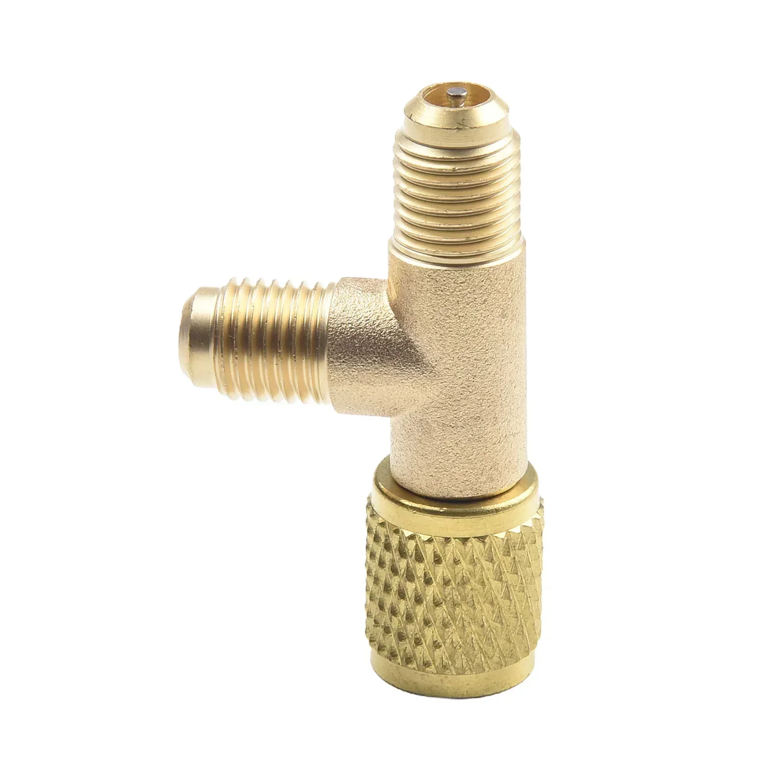 Yellow Quick Coupler Tee Adapter Valve Core Tee Adapter Brass 1/4in SAE Air Conditioning Interface 1x Fits For R22 R12 R134