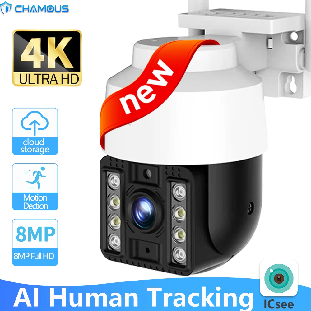 8MP 4K IP Camera Outdoor WiFi 360° Video Surveillance 5MP Security CCTV Cam AI Tracking HD PTZ Onvif iCSee APP Control Protect |