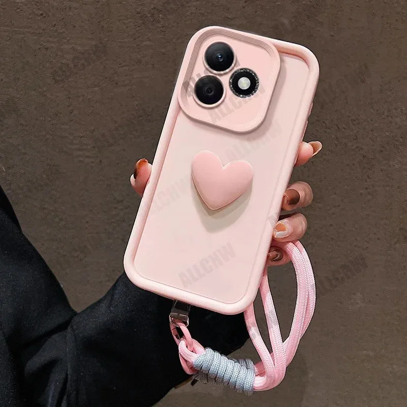 Love Heart Hand Strap Phone Case - Stylish Protective Cover