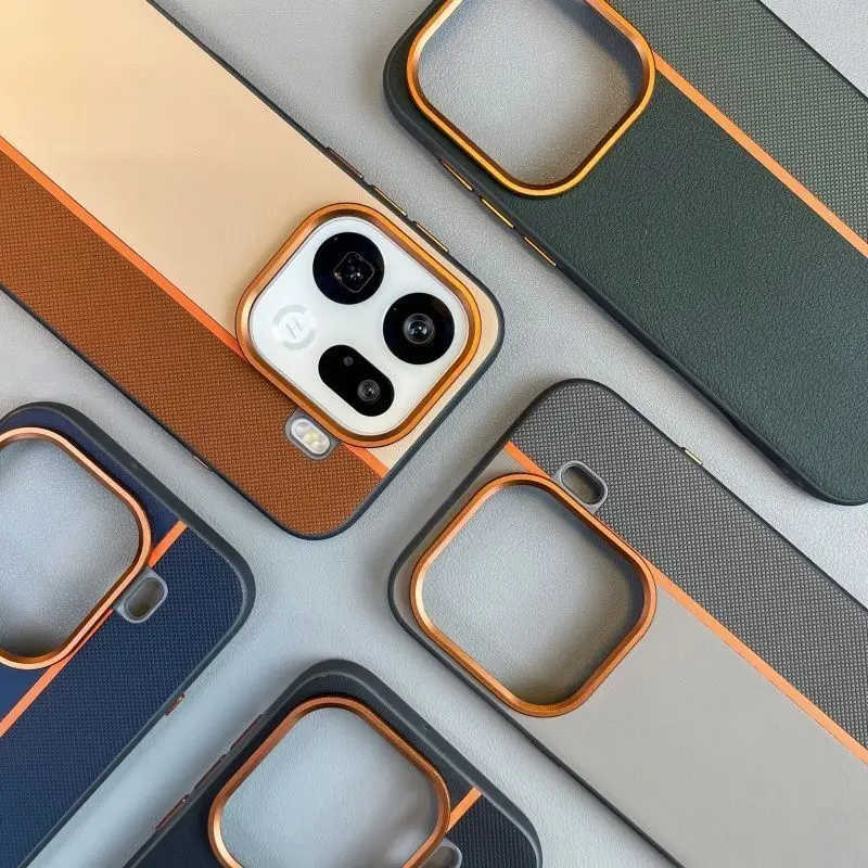 Luxurious Three-Color Leather Magnetic Case with Shock-Resistant Metal Lens Frame