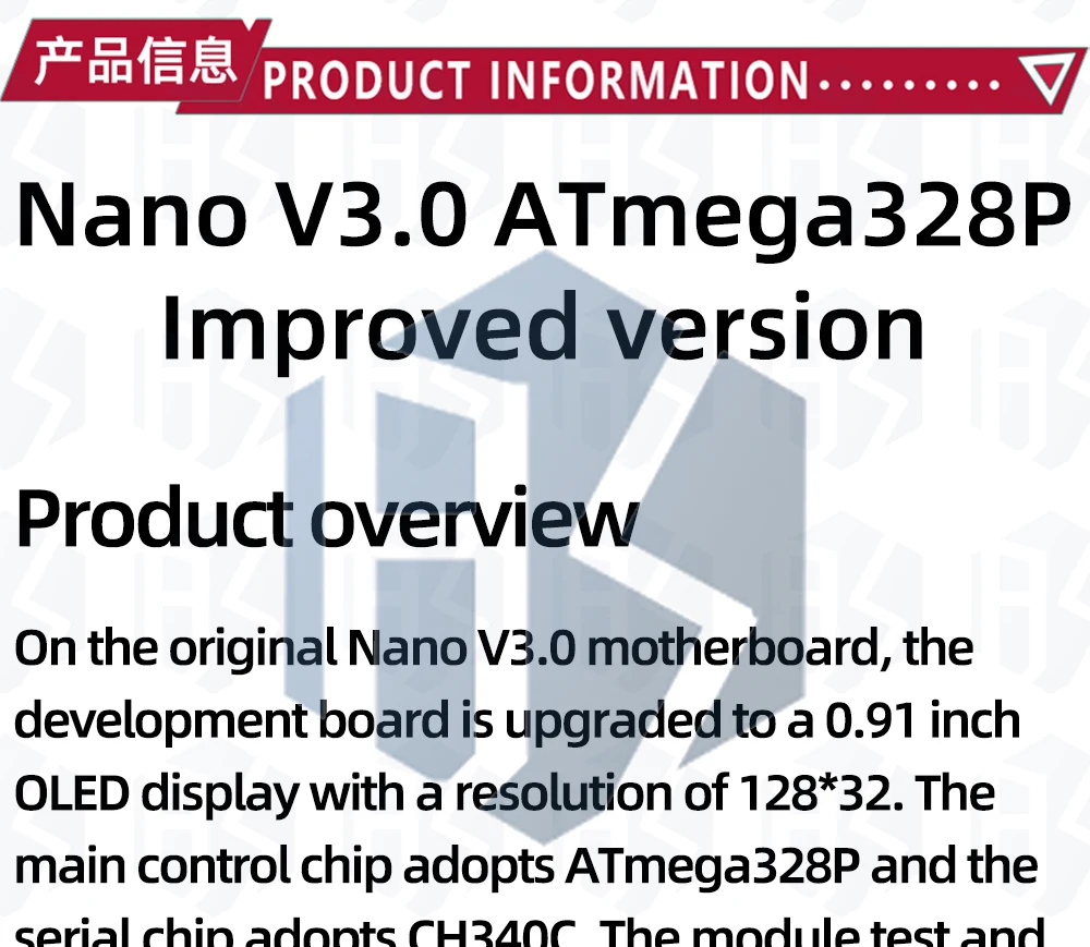 1~5PCS Nano V3.0 Entwicklungsboard ATmega328P CH340C 0,91'' weißes OLED-Display 128*32 für Arduino Nano V3.0 MINI USB – Detail 2