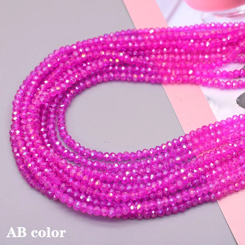 Rose Red Faceted Rondelle Glass Spacer Beads