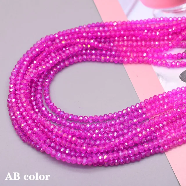 1 2 3 4mm Rose Red Dyeing Rondelle Crystal Glass Beads Flat Faceted Loose Spacer Glass Beads for Jewelry Making Jewelry DIY 14