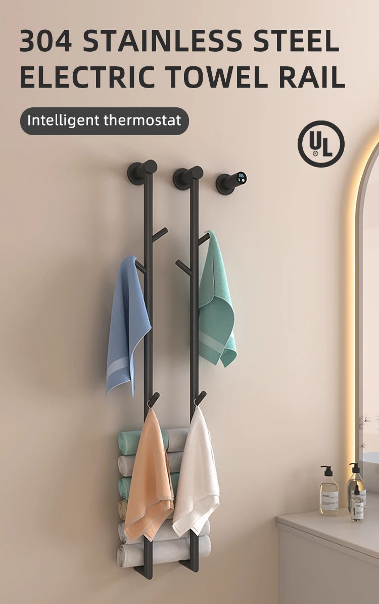 Description Picture 4 of itemHeated Electric Towel Rack Bathroom Heated Rail Wall Mounted Towel Warmer Vertical Heated Towel Rail