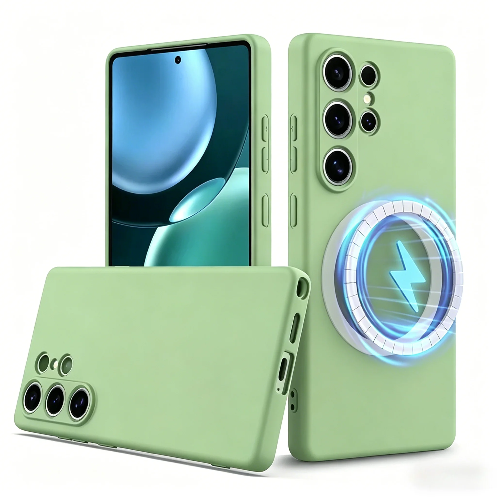 Liquid Silicone Skin Feel Magnetic Wireless Armor Protect Cover
