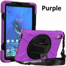Durable 360° Rotating Rugged Tablet Case with Hand Strap - Heavy Duty Shockproof Cover (PURPLE)