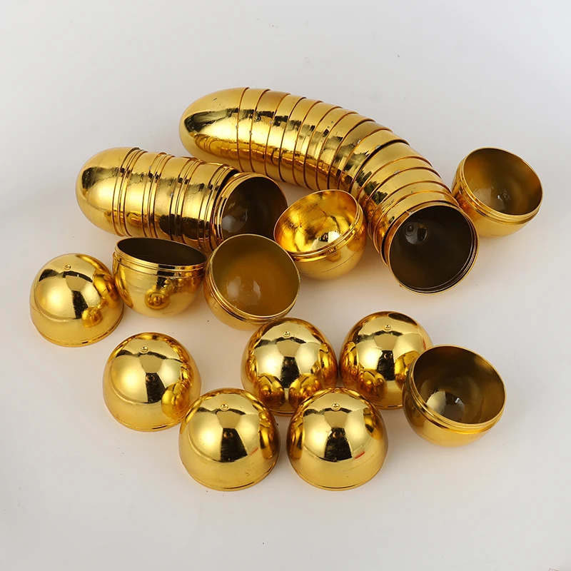 6-24 Stück goldene Ostereier aus Kunststoff, befüllbar, leeres Ei, Spiel, Geschenk, Preiszubehör, Kindergeburtstag, Gastgeschenke, Ostern, Heimdekoration – Detail 6