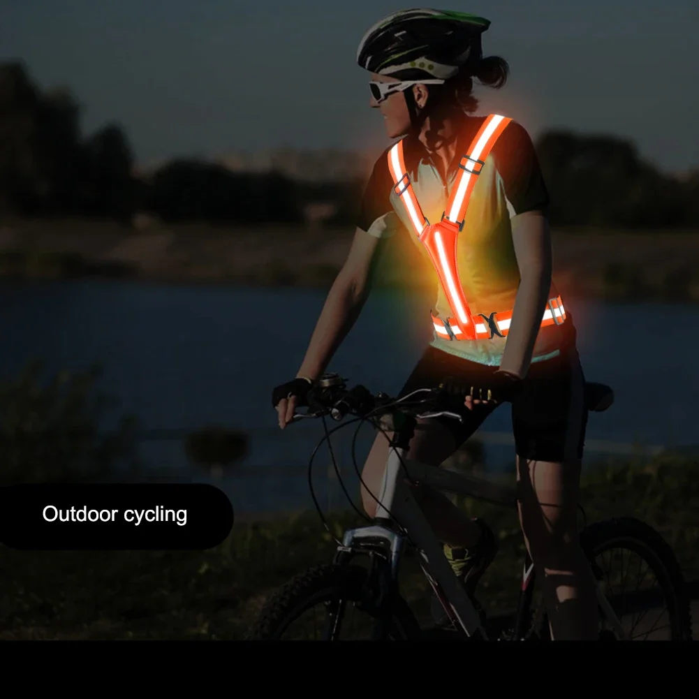 Safety Vest USB Rechargeable Adjustable & Elastic High Visibility Running Vest LED Safety Running Vest for Runners Night Walking 2