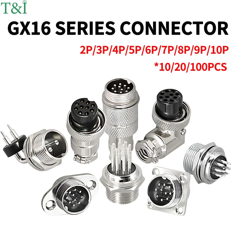 

GX16 Series Waterproof Aviation Circular Connectors 16MM Male Female 5A 125V 2 3 4 5 6 7 8 9 10Pin Flange Square Socket Plug