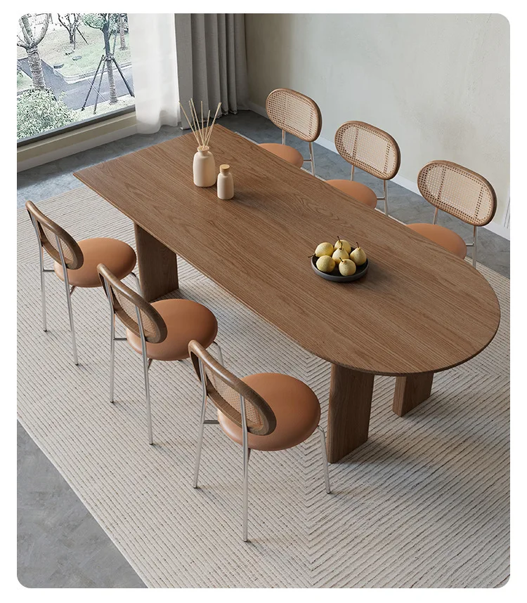 Solid Wood Island Dining Table Integrated Special-shaped Rectangular Wall Oval Household Desk Dining Table And Chair Combination