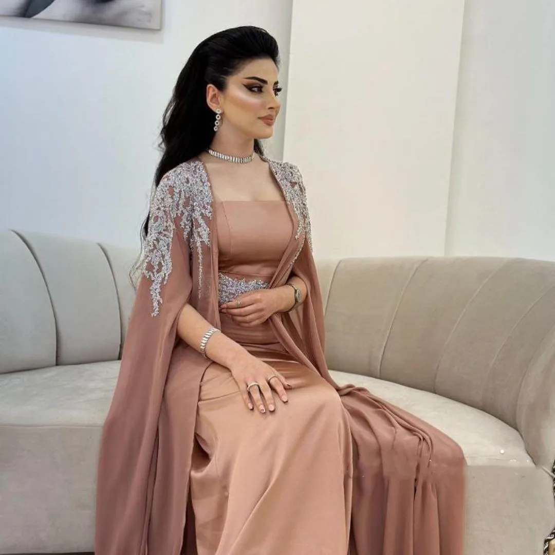

Mermaid Prom Dresses Strapless Beading Square Collar Evening Dress Fashion Saudi Arabia Women Wear Wedding Party Gowns For Women