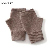 Вязаные перчатки из 100% мериносовой шерсти для мужчин и женщин, зимние теплые варежки без пальцев, унисекс — изображение 2