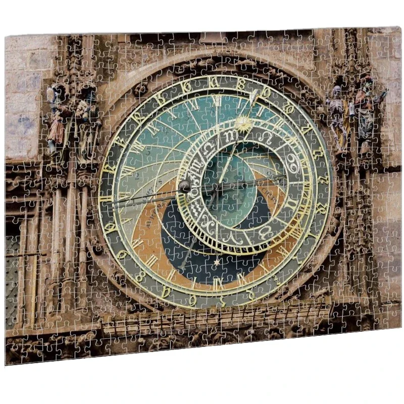 36*50.8cm Paper Jigsaw Puzzle 500pcs Astronomical Clock Street Scenery Landscape Painting Creative Stress Relief Christmas Gifts 2